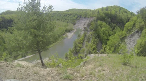 View of river in canyon from overlook Stock Footage 23887108