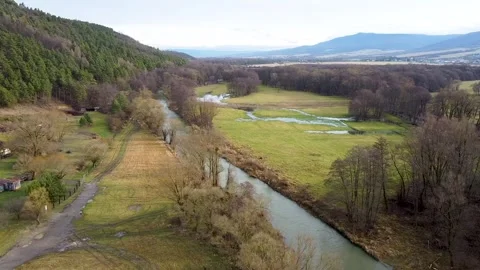 View of the river Cirocha Slovakia flowing into the river Laborec Stock Footage 264980302