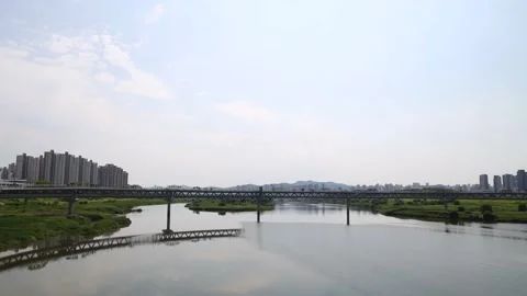 View of the river in city Stock Footage 310079645