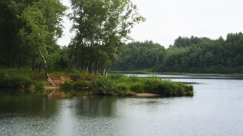A view of the river in cloudy weather. Stock Footage 114074224