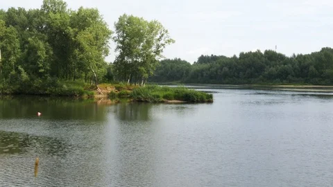 A view of the river in cloudy weather. Stock Footage 114074282