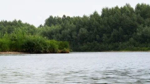 A view of the river in cloudy weather. Stock Footage 114074350