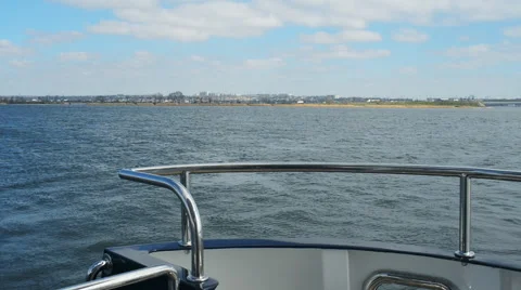 View of the river from the deck of the yacht Stock Footage 48469091