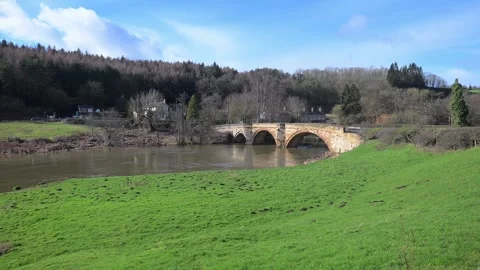View of the River Derwent, from Kirkham Abbey. Stock Footage 329922431