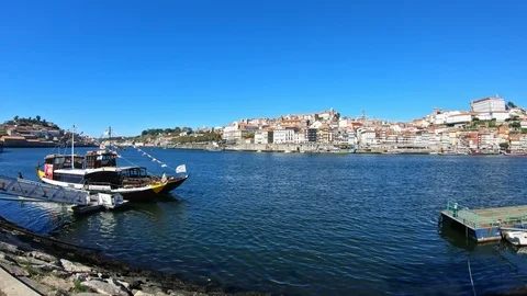 View of river Douro, with center of the city of Oporto as background Stock Footage 97508261