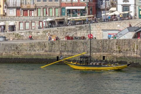 View of river Douro, with Rabelo boats on Porto city docks Stock Photos