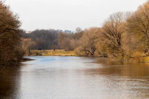View of the river in early spring Stockfoto's