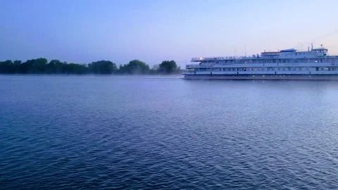 View of the river ferry crossing over the Oka the village of Lovtsy Stock Footage 244795356
