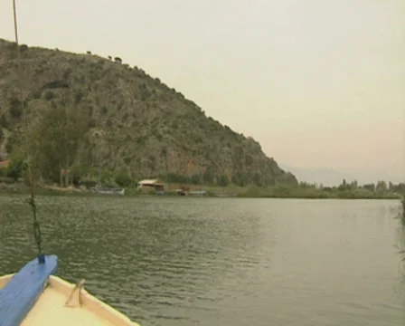 View of river from front of moving boat Stock Footage