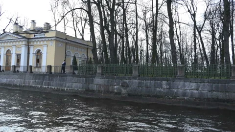 View from the river to the garden "Summer" Stock Footage 94143385