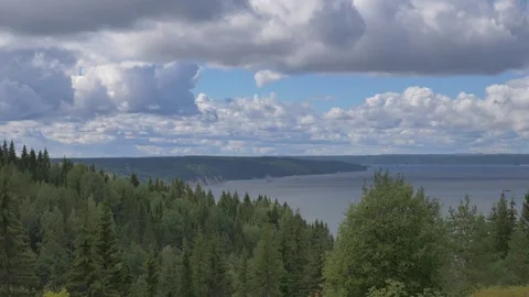 View of the river from the hill Stock Footage 81014541