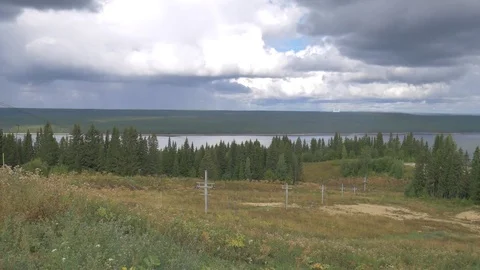 View of the river from the hill Stock Footage 81014586