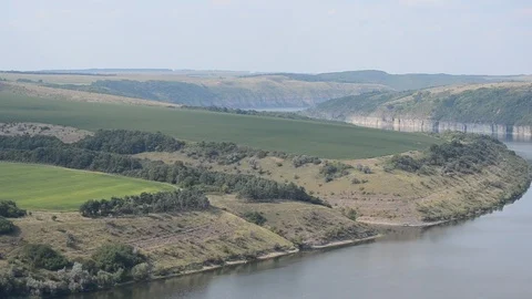 View on river by the hill Stock Footage 102066612