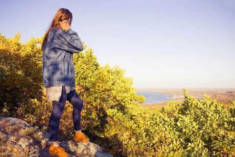 View of the river from the hill. Stock Photos