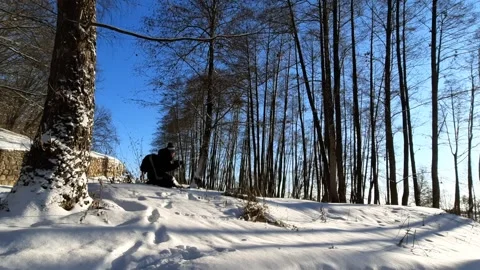 View of the river landscape after a snowfall Stock Footage 260847921
