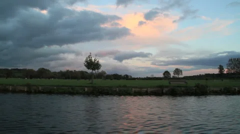 View from river. long tracking shot Stock Footage 1068425