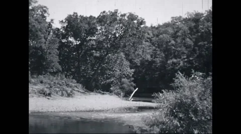 View of river near campsite Stock Footage
