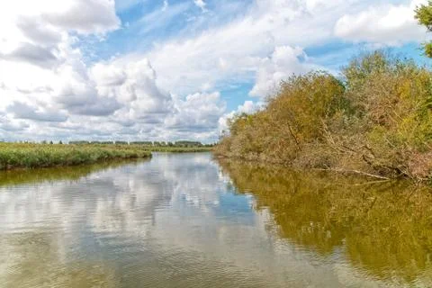 View on a river in the Netherlands. Stock Photos