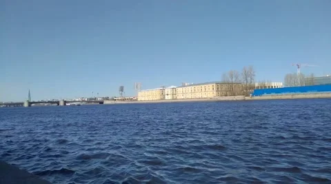 View of the river Neva in spring in the Russian city of St. Petersburg Stock-Footage 196969518