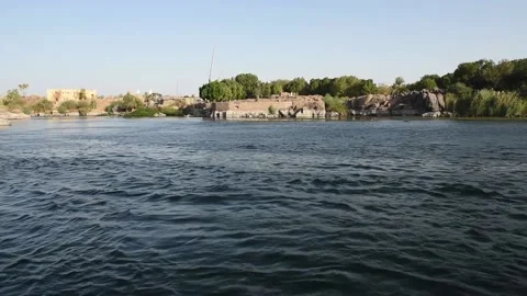 View of river nile in Aswan Egypt showing cataracts Stock Footage 194966186