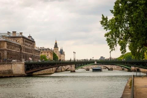 View on river over the bridge in Paris Stock Photos