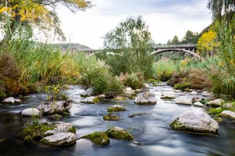 View of the river with rocks Stock Photos