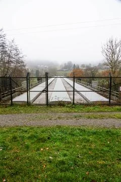 View of the  River Severn pipe bridge, near Bewdley. Stock Photos