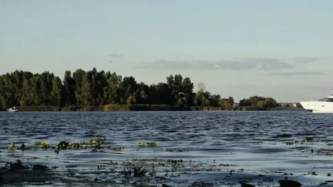 View of river ship sailing Stock Footage 70658701