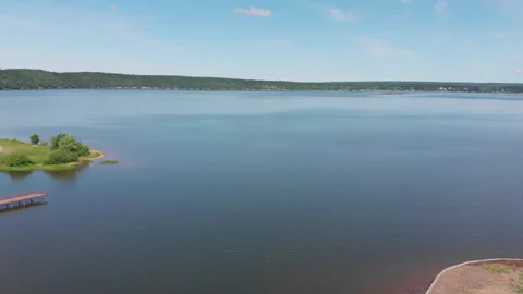 A view of the river from the shore Stock Footage 142067257