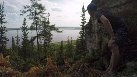 View of the river from the slope Stock Footage 69830190