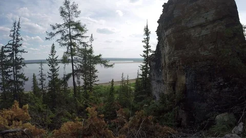 View of the river from the slope Stock Footage 69830256