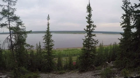 View of the river from the slope Stock Footage 69833428