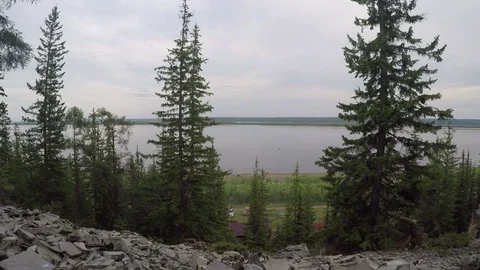 View of the river from the slope Stock Footage 69833538