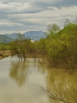 The view of the river in spring Stock Photos