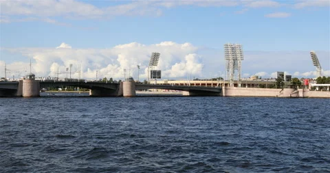 View from the river to the stadium Stock Footage 101739401