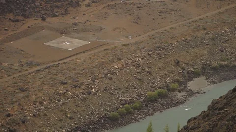 View of River Suru, Kargil town, India Stock Footage 107601866