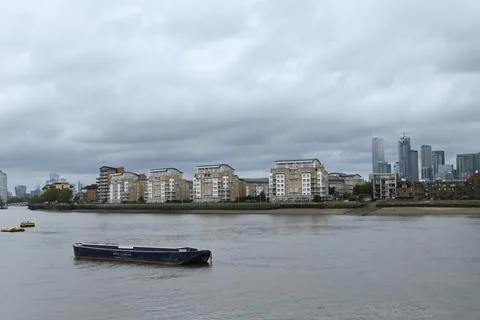 View of the river Thames and Canary Wharf Stock Photos