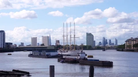 View of the river Thames at Greenwich Stock Footage 58588774