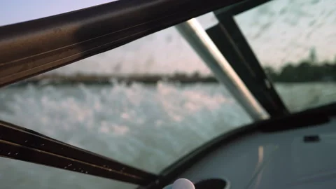 View of the river through the boat window. Video stock 281860585