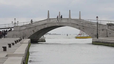 View of river through bridge in Venice Stock Footage 79823943