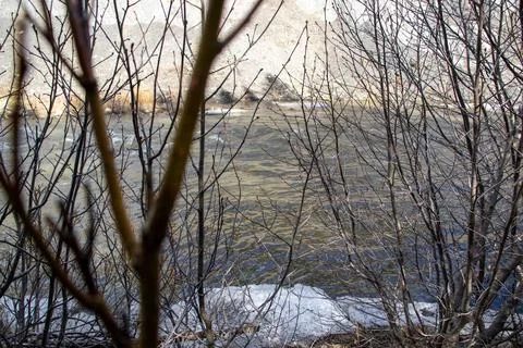 A View Of A River Through Some Trees. Stock Photos