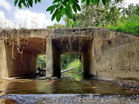 View of a river from under a bridge Stock Photos