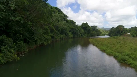 View of a river valley with trees along the banks. Stock-Footage 346238991