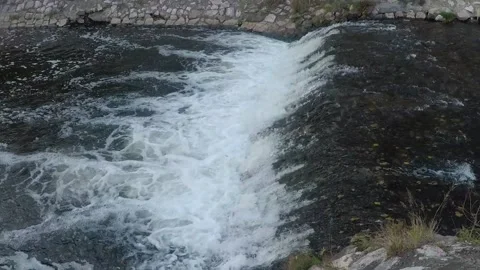 View of the river with a waterfall Stock Footage 147616707