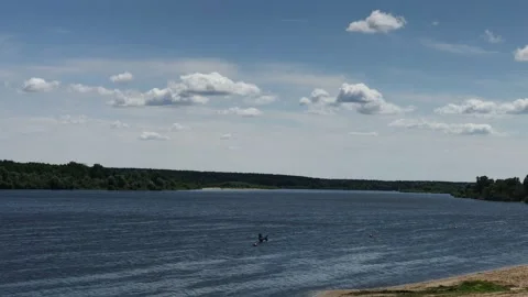 View of the river in windy weather Stock Footage 306153447