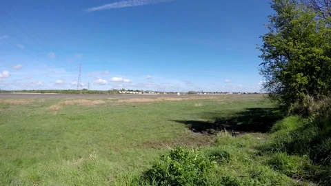 View of the river Wyre, Stanah. Wyre Estuary Country Park, May 2017 Stock Footage