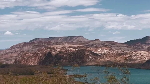 View of the river,road, landscape, sky, mountain, highway, Stock Footage 252154789