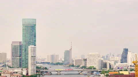 View of the riverside in Bangkok Stock Footage 68043996