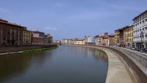 View of the Riverside in Pisa, Italy Stock Footage 161225713