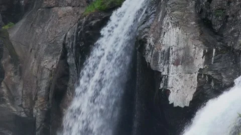 View of Rjukandefoss waterfall cascading over rocky cliffs, Norway. Video stock 342287317